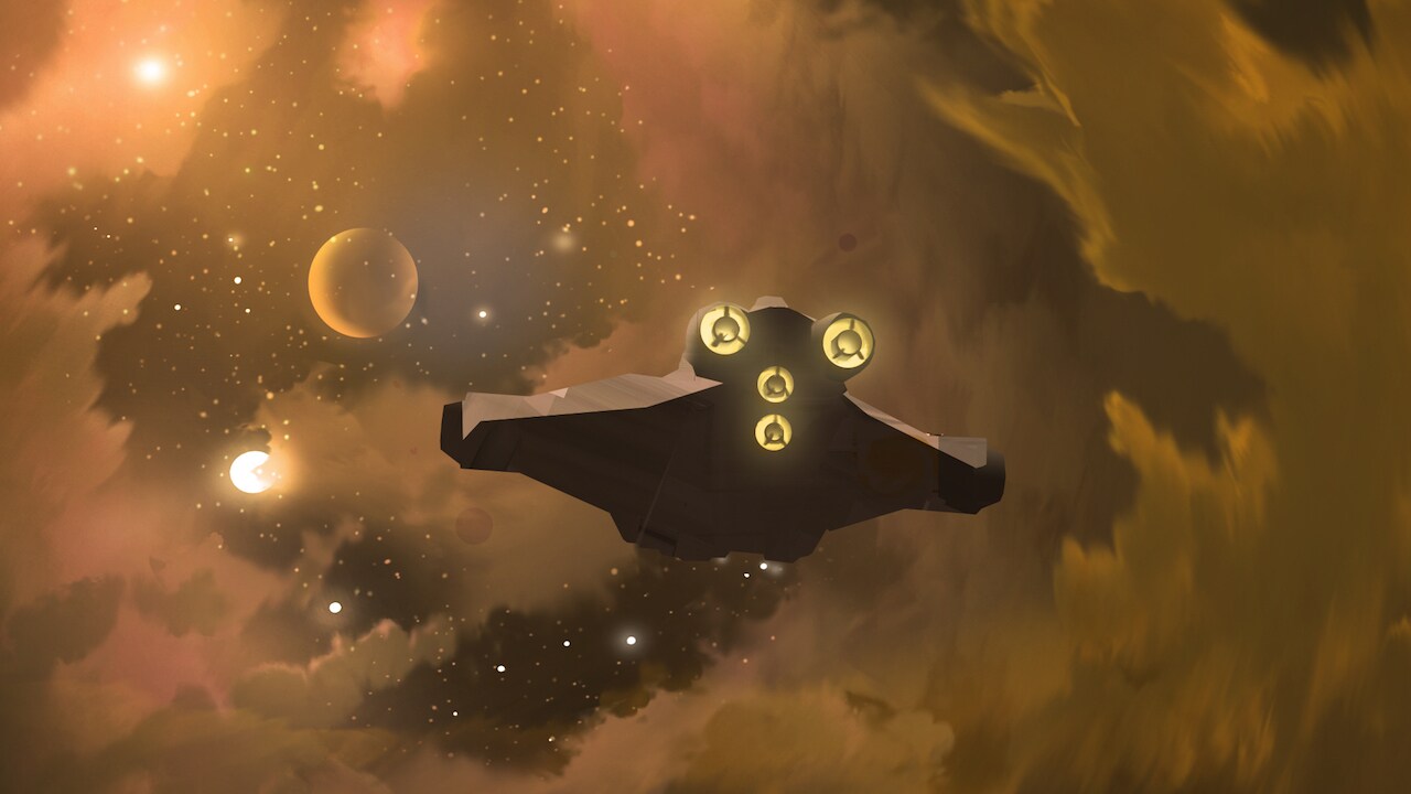 The Ghost in the nebula cloud digital lighting concept painting. 