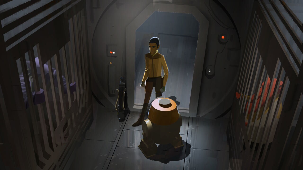 Ezra and Chopper find Zeb and Azmorigan digital lighting concept painting. 