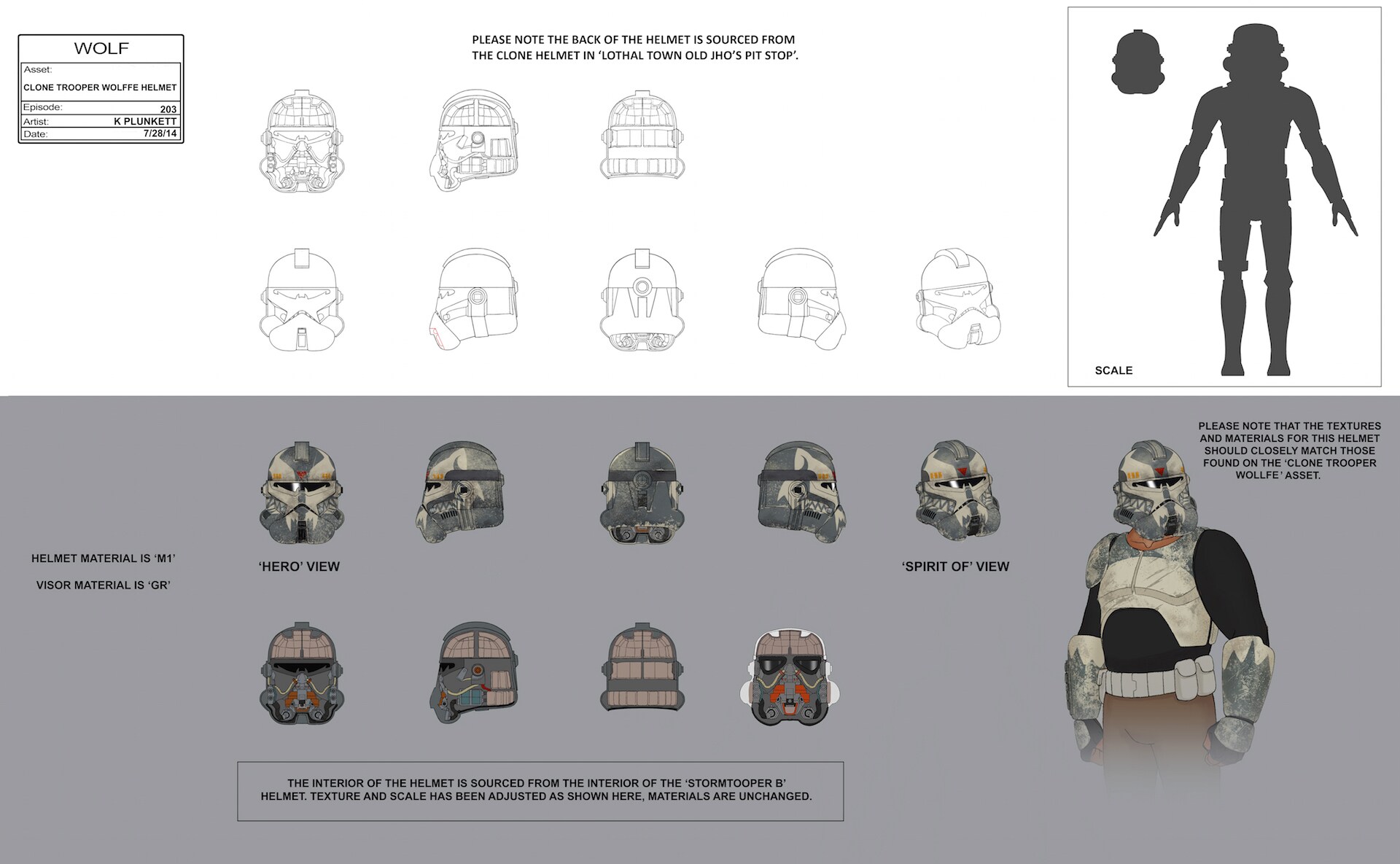 Clone Trooper Wolffe helmet illustration by Kilian Plunkett. 