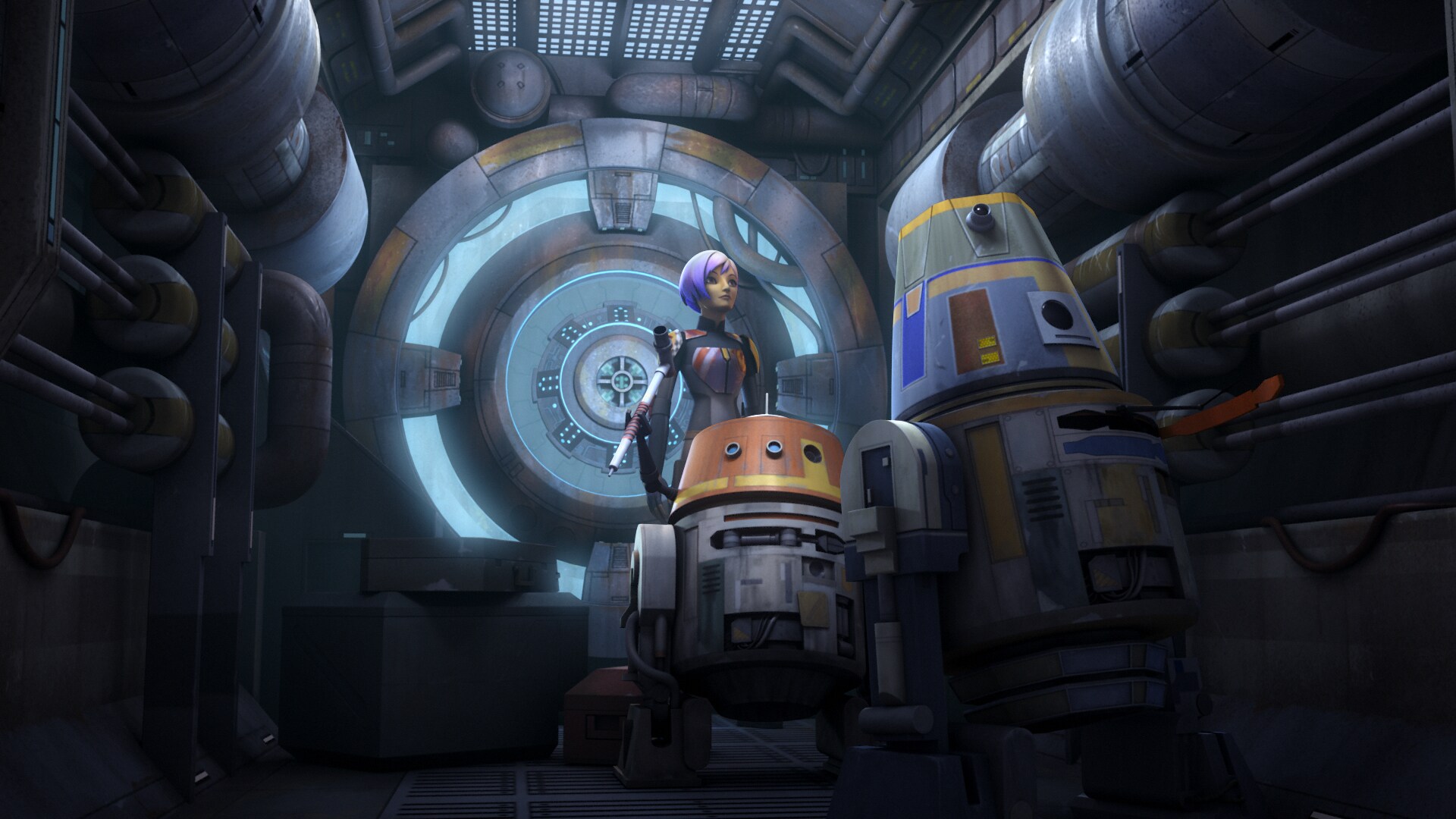 Led by Ezra and Sabine, Chopper works to restore the ship's hyperdrive. But soon thereafter, Mart...