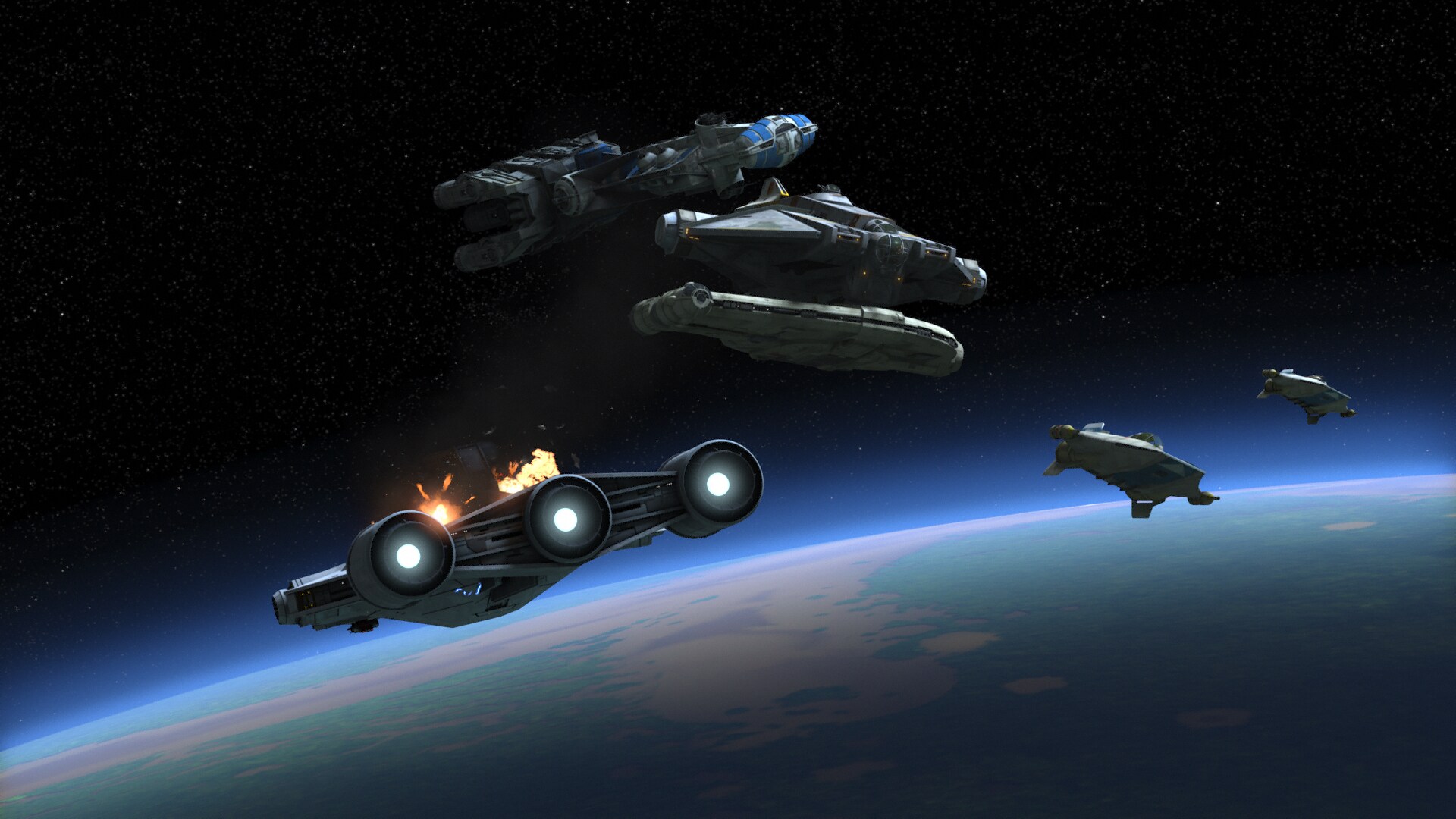 Sato and Phoenix Squadron emerge from hyperspace! They provide cover while the Ghost and Iron Squ...