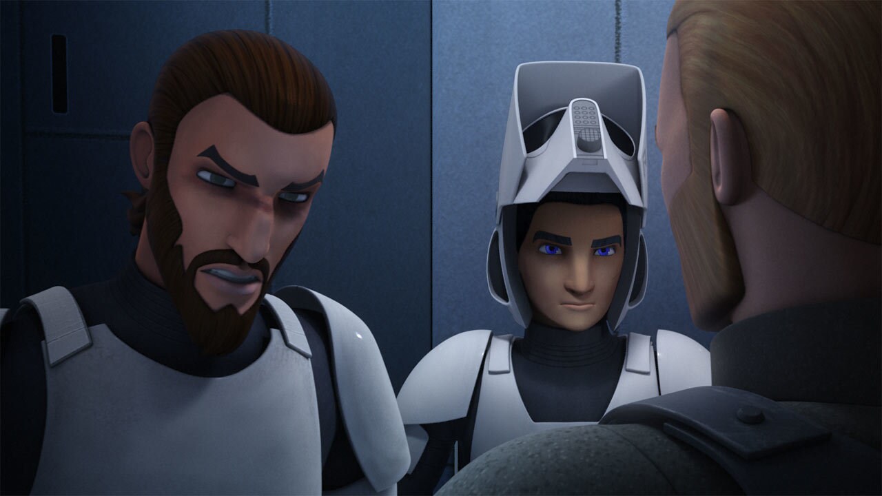 Pursued by troopers, Kanan and Ezra find themselves in an elevator with Agent Kallus. The Imperia...