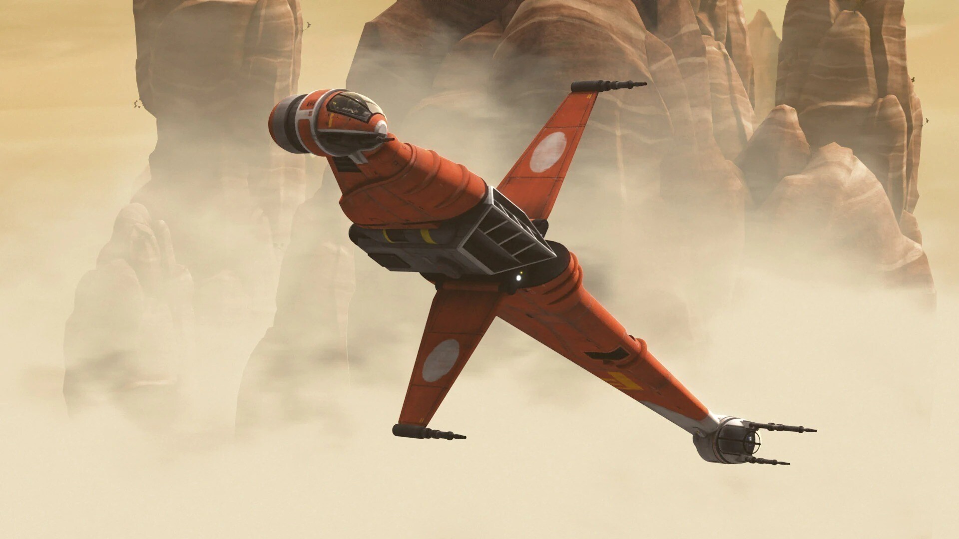 B-Wing Starfighter, also known as Blade Wing, on the planet Shantipole