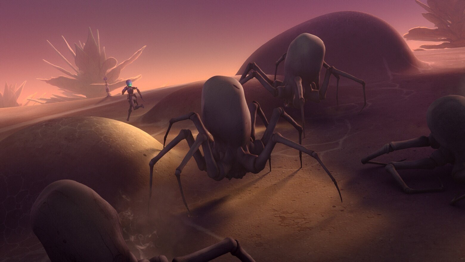 Krykna Spiders, also known as crawlers, chasing the rebels on Atollon