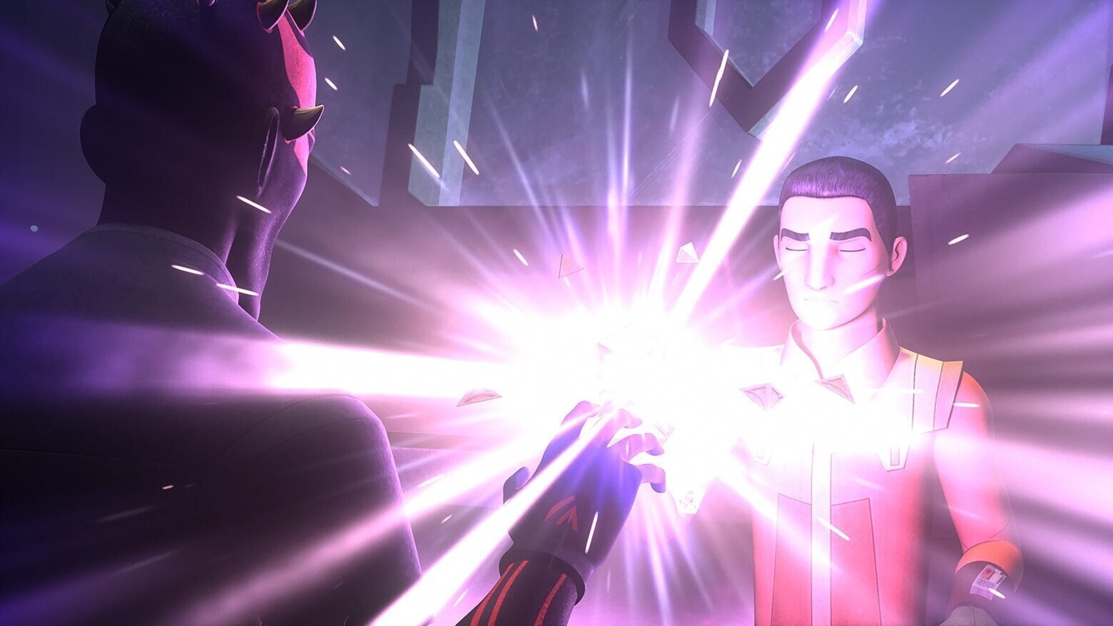 Ezra and Maul with a holocron in Star Wars Rebels