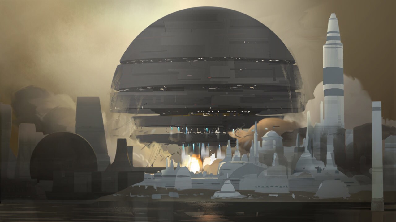 Lothal, Imperial Planetary Occupation Facility lighting concept art by Molly Denmark.