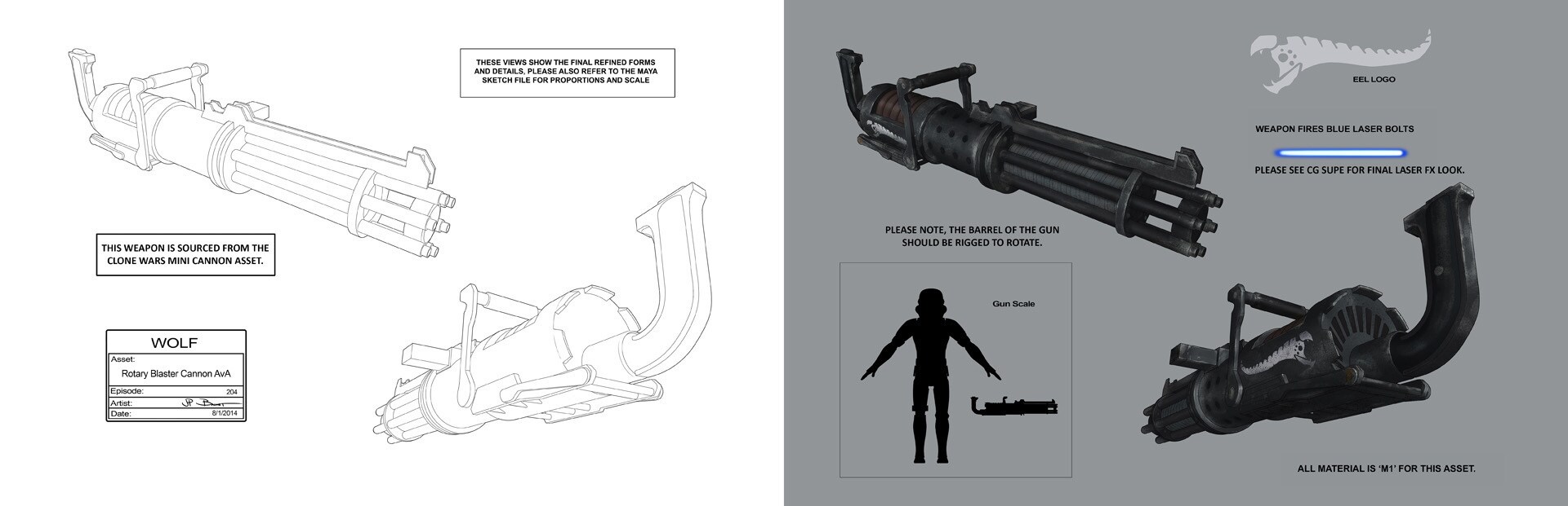 The clone trooper rotary blaster cannon that Zeb uses has an illustration of a joopa eel on its s...