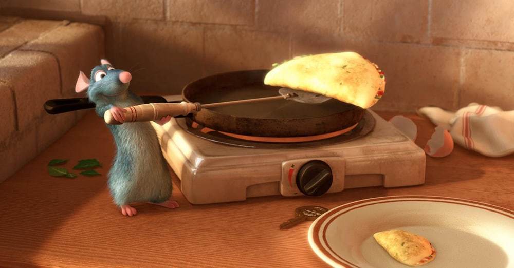 Remy makes an omelet in the animated movie "Ratatouille"