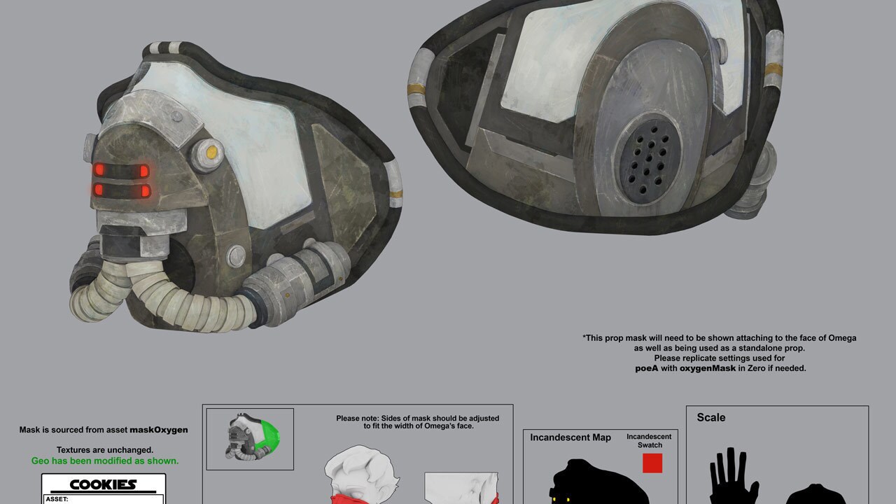 Omega's oxygen mask concept art by Stev Carey