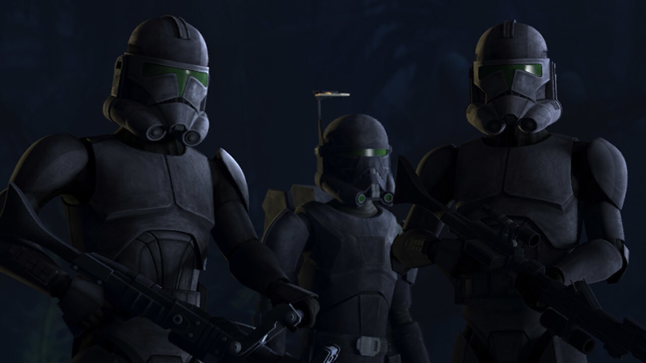 The elite squad under Crosshair's command wear modified clone trooper armor, colored black with g...