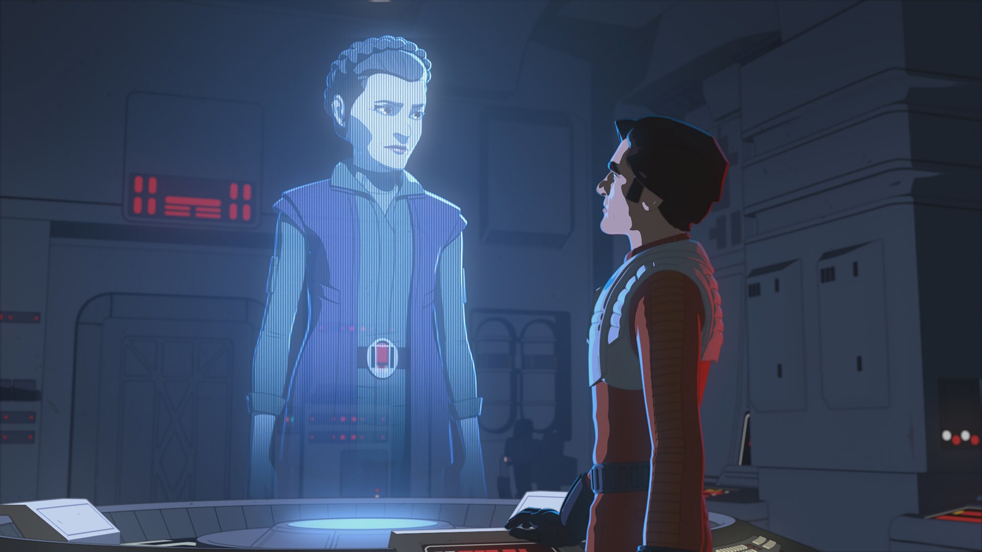 While prowling around the ship, Kaz stumbles into a secret meeting between General Leia Organa an...