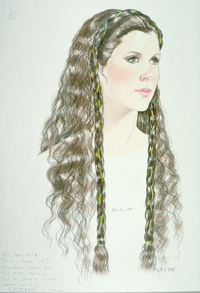 Marilee Heyer's sketch of Leia Organa with her hair down