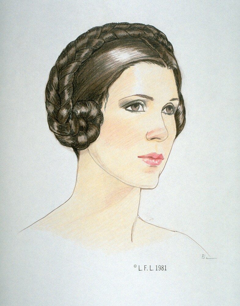 Marilee Heyer's sketch of Leia Organa with her hair up