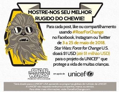 Chewbacca desafia os fãs de Star Wars a participar da campanha #RoarForChange