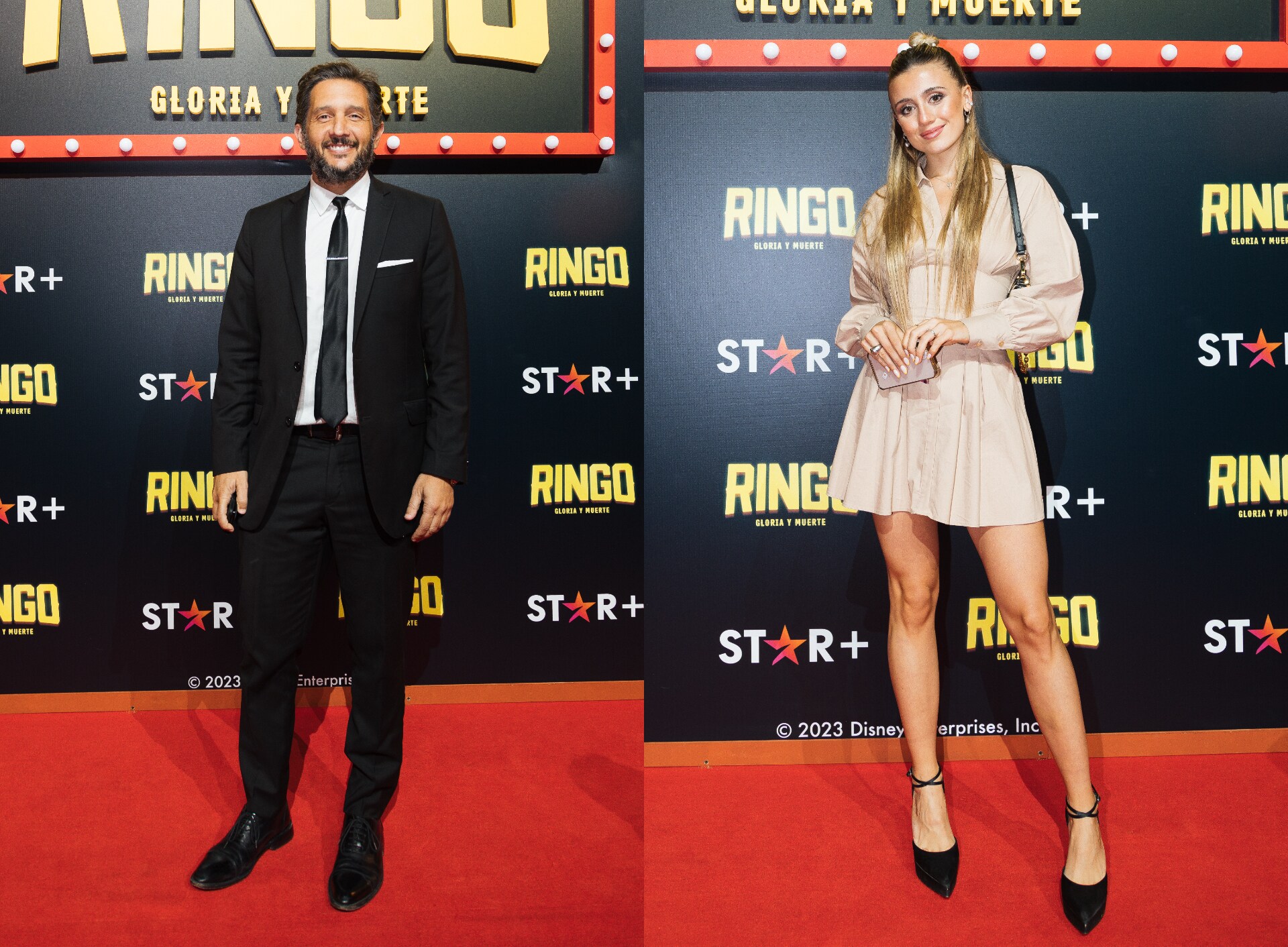 Germán Paoloski y Morena Beltrán en la alfombra roja de Ringo: Gloria y Muerte. Germán Paoloski y Morena Beltrán en la alfombra roja de Ringo: Gloria y Muerte.
