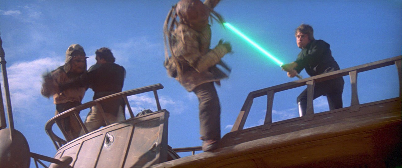 Luke duels on Jabba's Barge