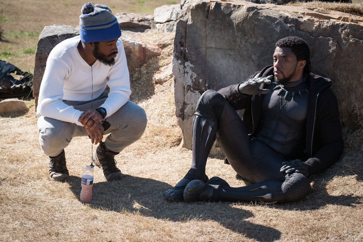 Ryan Coogler and Chadwick Boseman on set for Black Panther