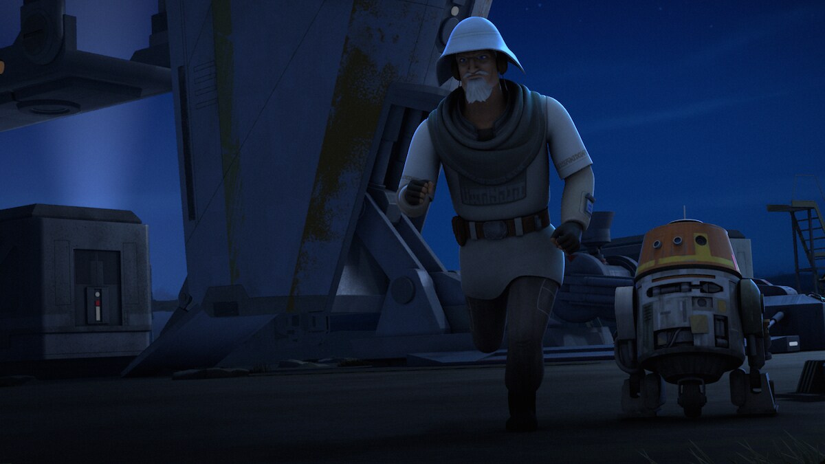 Ryder Azadi and Chopper attempting to free Leia Organa's ships Ryder Azadi and Chopper attempting to free Leia Organa's ships