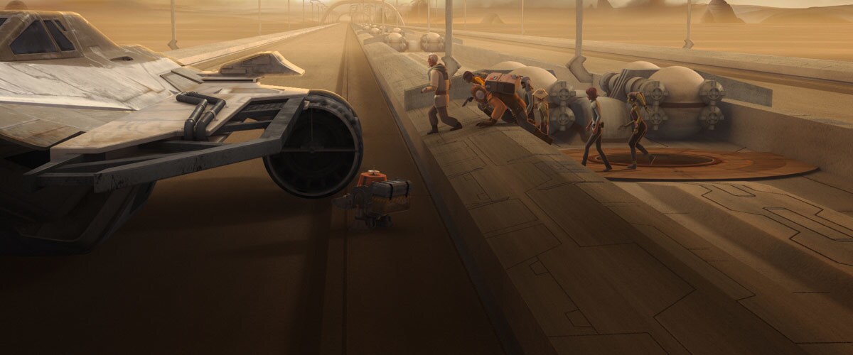 Ryder Azadi and members of the Ghost Crew after stealing TIE Defender components Ryder Azadi and members of the Ghost Crew after stealing TIE Defender components