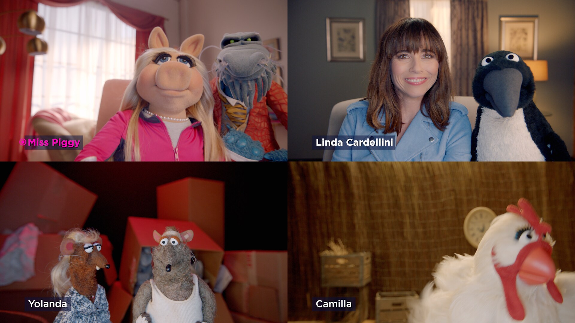 Miss Piggy and Linda Cardellini in “Muppets Now,” streaming only on Disney+