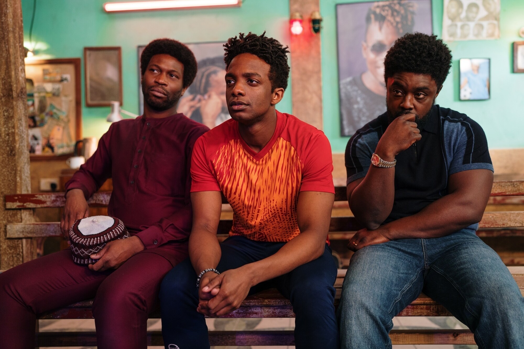 Picture Shows: Rashid Abubakar (Stefan Adegbola) Tunde Adebayo (Jordan Adene) Amaka Obioma (Michael Balogun) Dan Fearon/BBC Studios/Disney/Bad Wolf