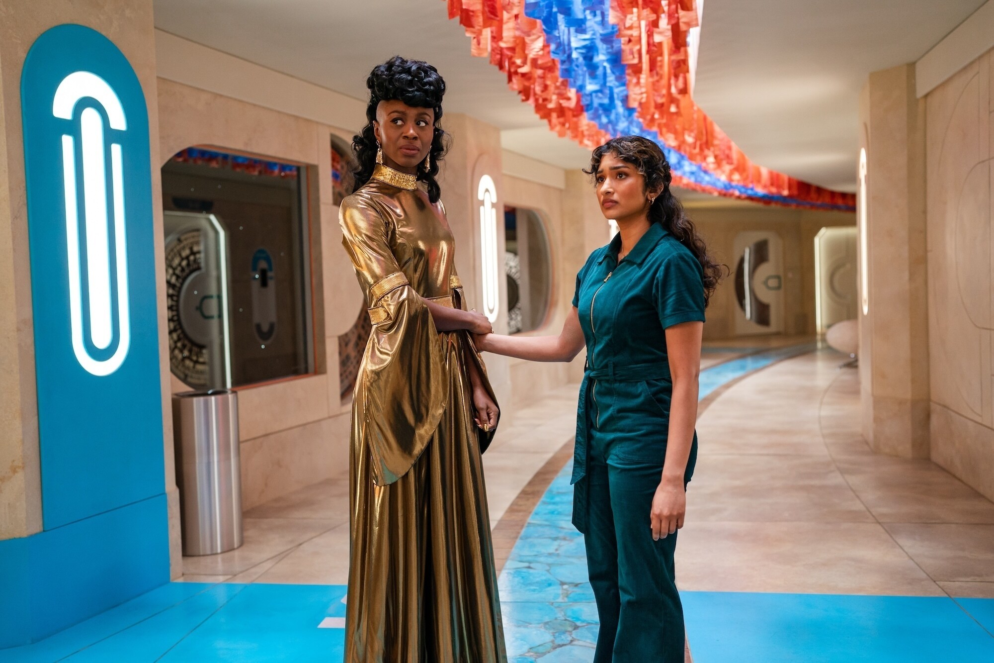 Picture Shows: Cora (Miriam-Teak Lee) Belinda Chandra (Varada Sethu) Dan Fearon/BBC Studios/Disney/Bad Wolf