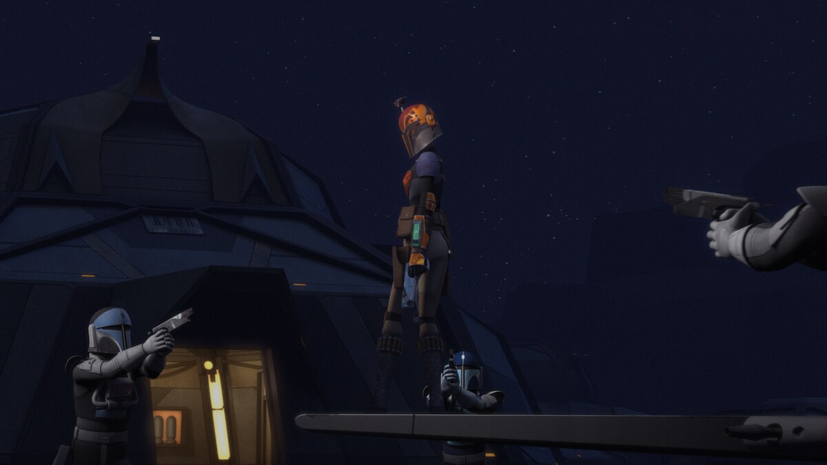 Sabine Wren surrounded by Mandalorians Sabine Wren surrounded by Mandalorians