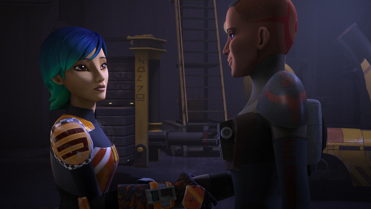 Sabine shakes hands with an old friend, the bounty hunter Ketsu Onyo.