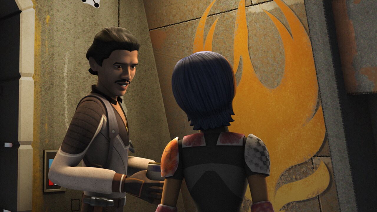 Sabine shows off the symbol for the Rebellion.