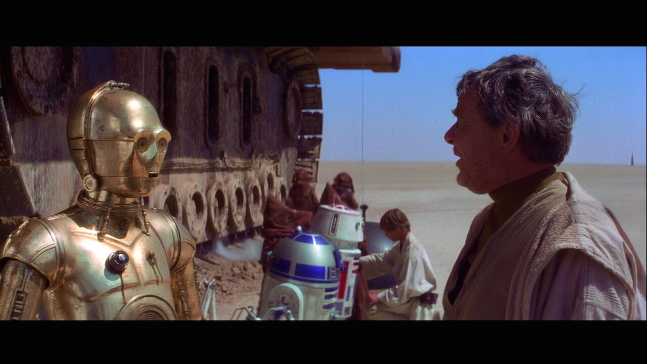 Owen agreed to buy C-3PO, but passed on R2-D2, selecting an astromech called R5-D4 instead. As Lu...