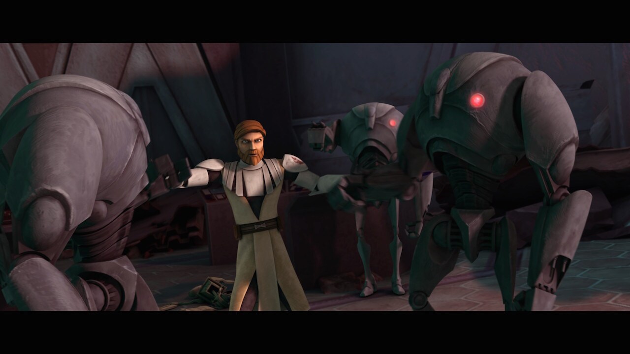 Obi-Wan found himself surrounded by super battle droids commanded by Separatist General Whorm Loa...