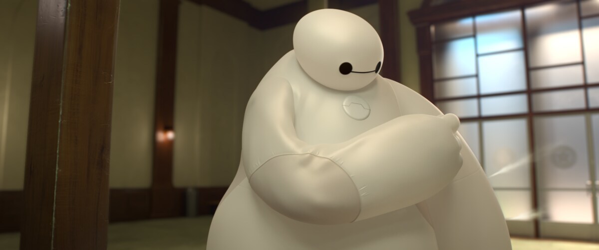 Baymax letting out some air from his suit in the animated movie "Big Hero 6"