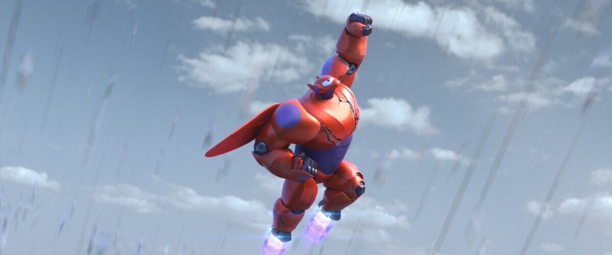 Baymax flying in the animated movie "Big Hero 6"