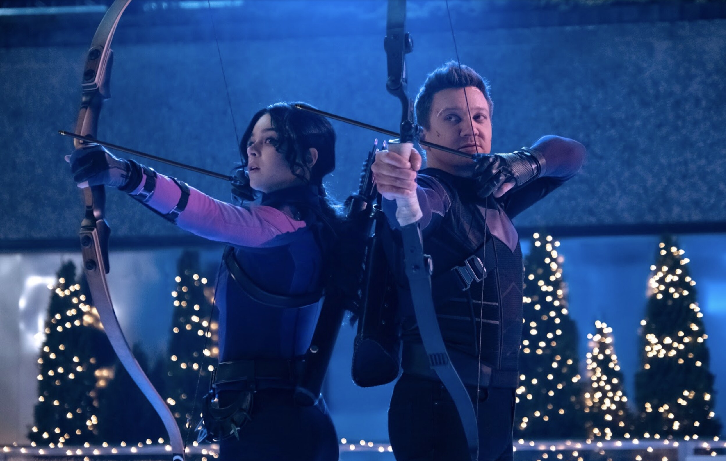 Kate Bishop and Hawkeye aim their arrows in Disney+ new original series Hawkeye 