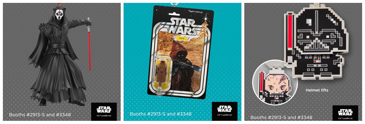 Darth Nihilus and Jawa ornament, plus an 8-bit Darth Vader enamel pin