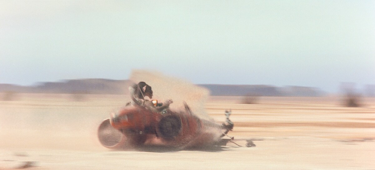 Sebulba crashing in his podracer