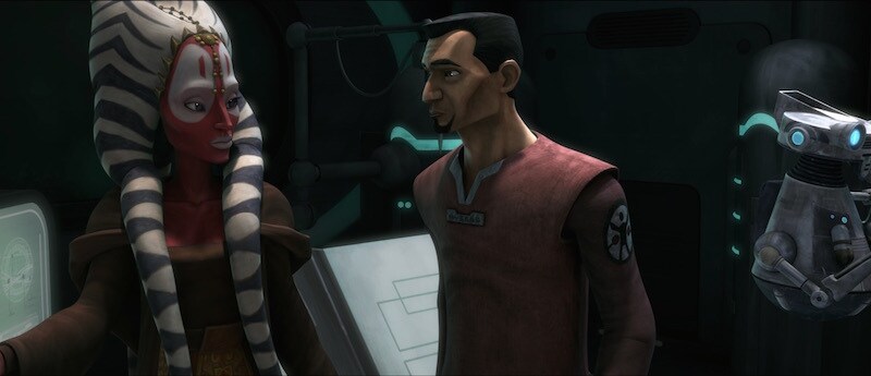 Shaak Ti talking with ARC Trooper 'Fives' on Kamino