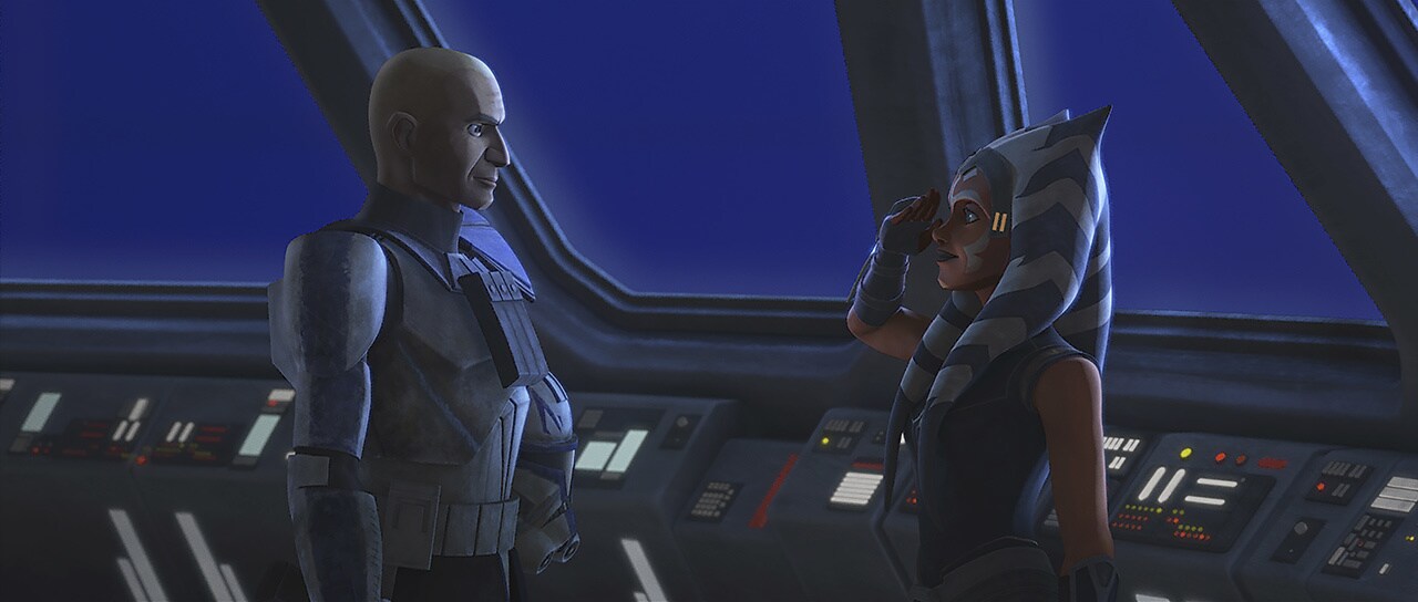 Back on the Republic cruiser, clones transport Maul to a holding cell. Rex and Ahsoka go to the b...