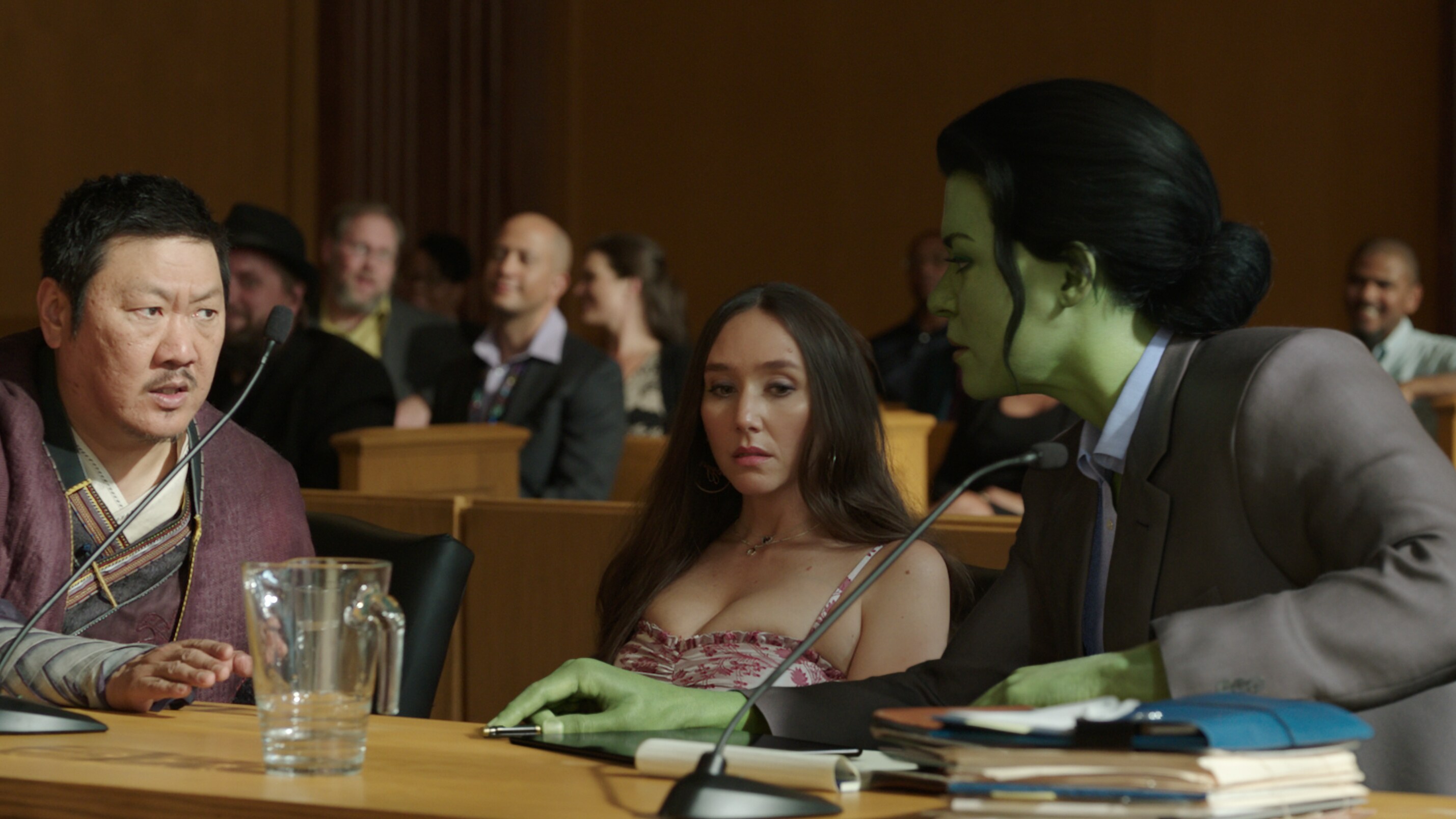 Wong and She-Hulk talking in court.