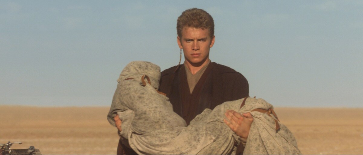 Anakin Skywalker carries his mother 