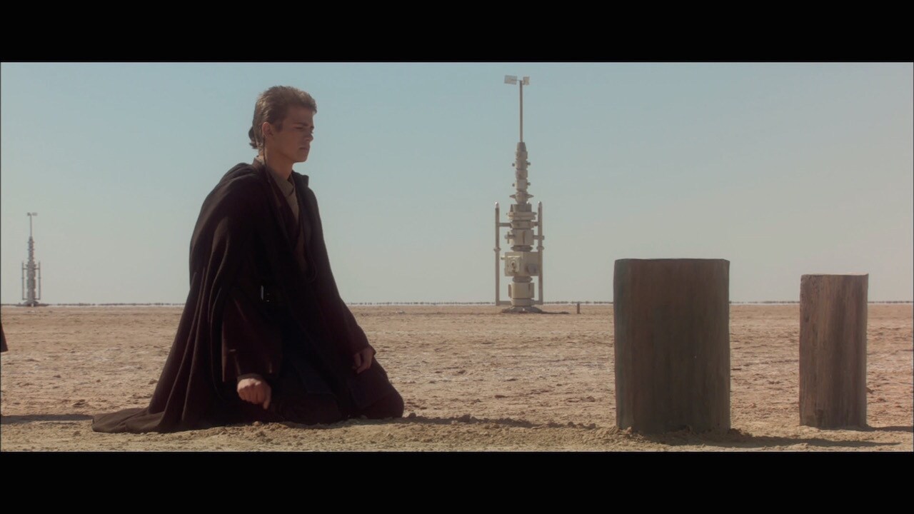 Anakin buried Shmi in the sand at the Lars farm, and swore that he would grow so powerful with th...