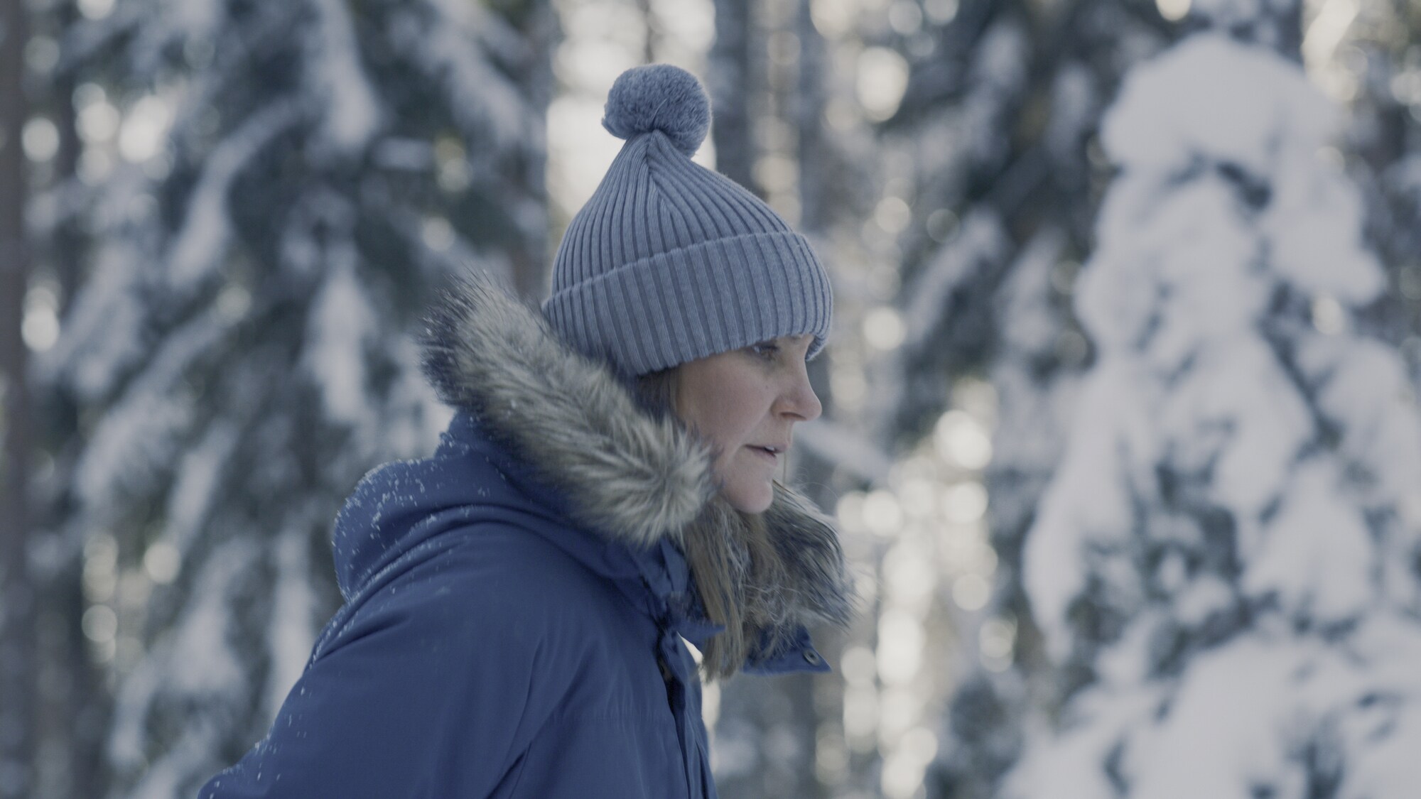 Johanna Nordblad walks through the snow. (National Geographic for Disney+)