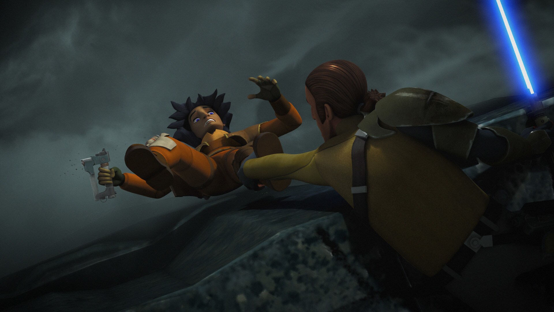 Kanan grabs his apprentice, saving him from certain death. He throws Ezra topside, and after some...