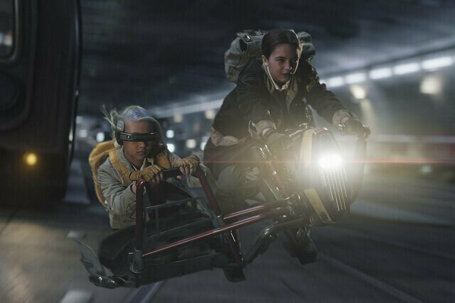 Fern and KB on a hoverbike