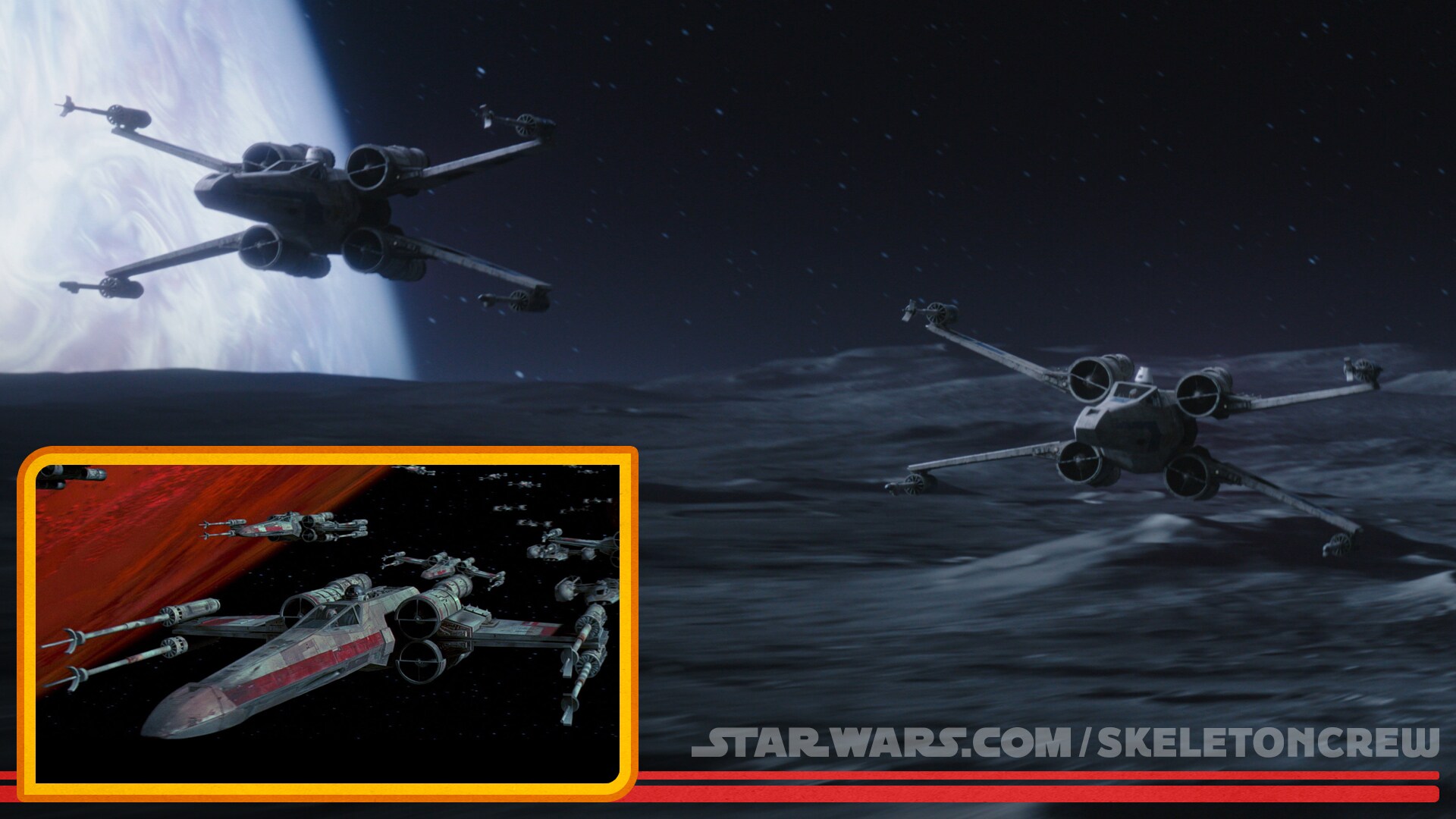 The New Republic X-wings seen in this episode have a visibly different set of cannons on their lo...