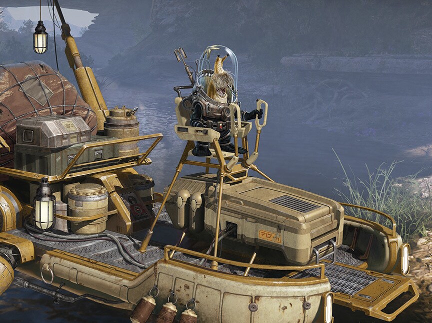 Skoova Stev, a Sakavian fisherman aboard his skiff on Koboh
