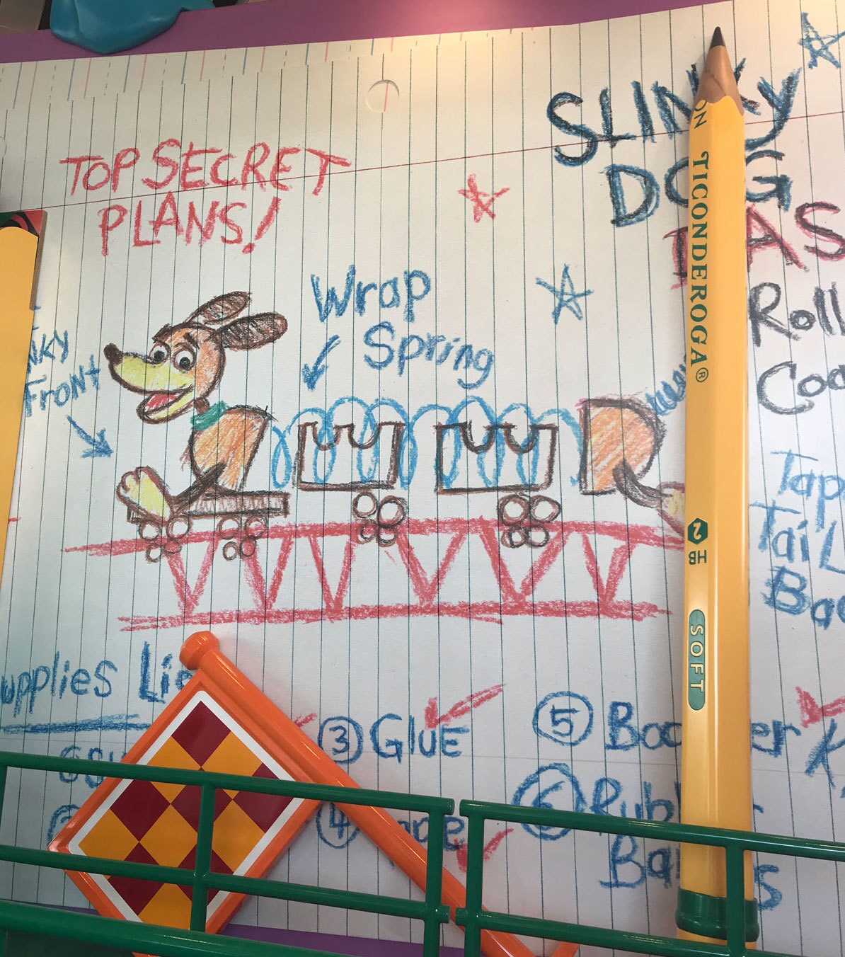 Andy's drawing in Slinky Dog Dash Queue Line Toy Story Land in Walt Disney World