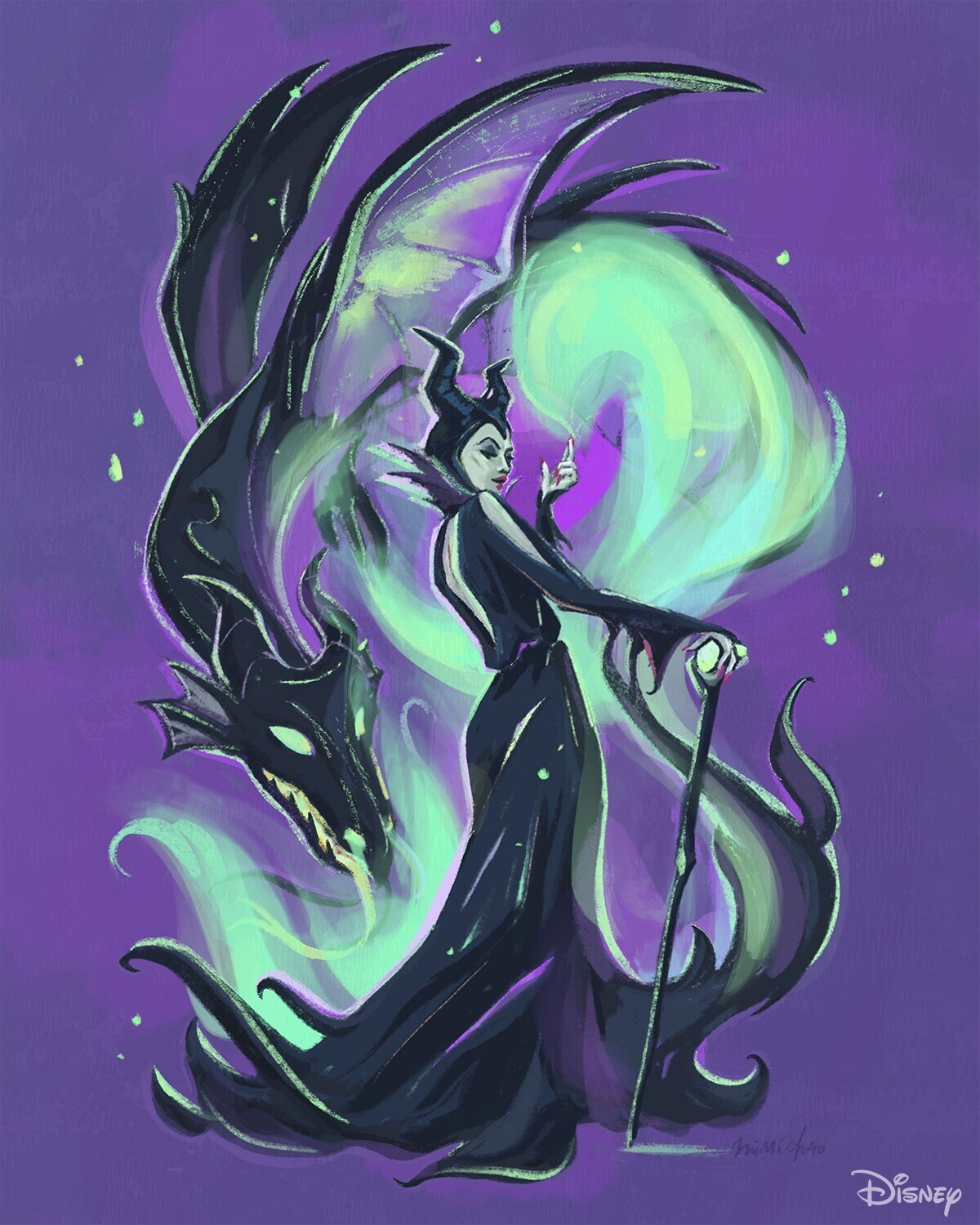 Maleficent with a dragon