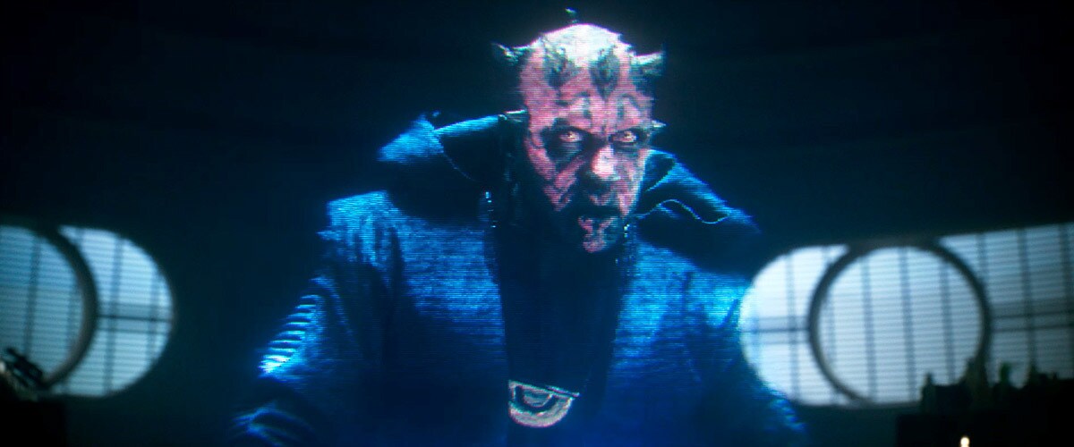 A hologram of Darth Maul in the film 