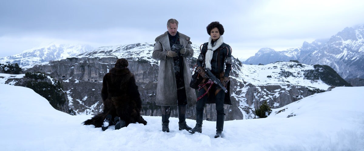 Val, Beckett, and Han Solo on Vandor